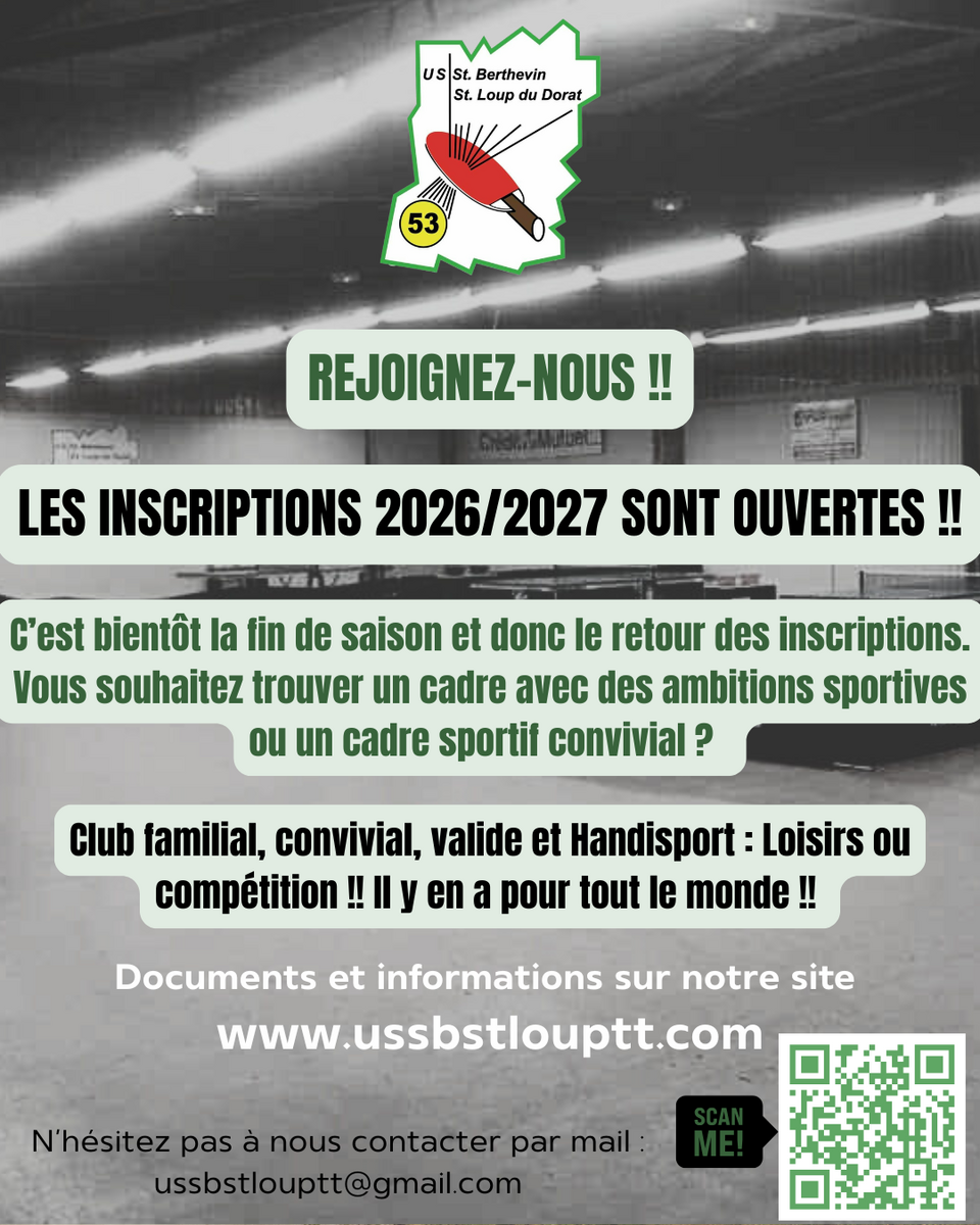 Inscriptions saison 2026-2027